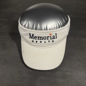 Memorial Health Hospital Visor‎ Hat White Mesh Vintage Black Orange Tennis Golf